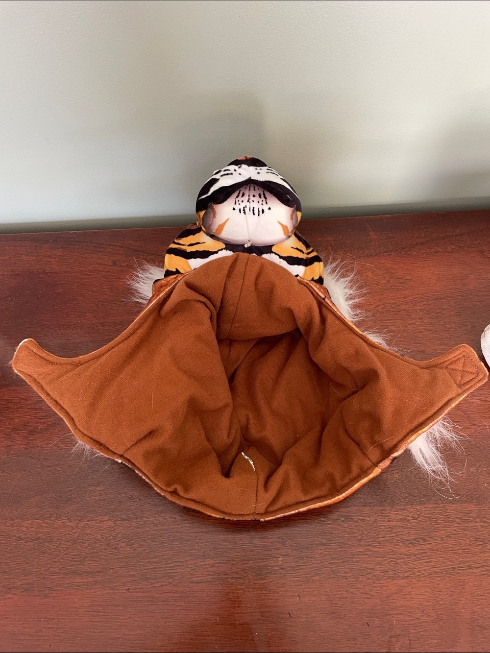 Kids Plush Tiger Head Costume Hat in Orange with White Accents - Picture 5 of 5